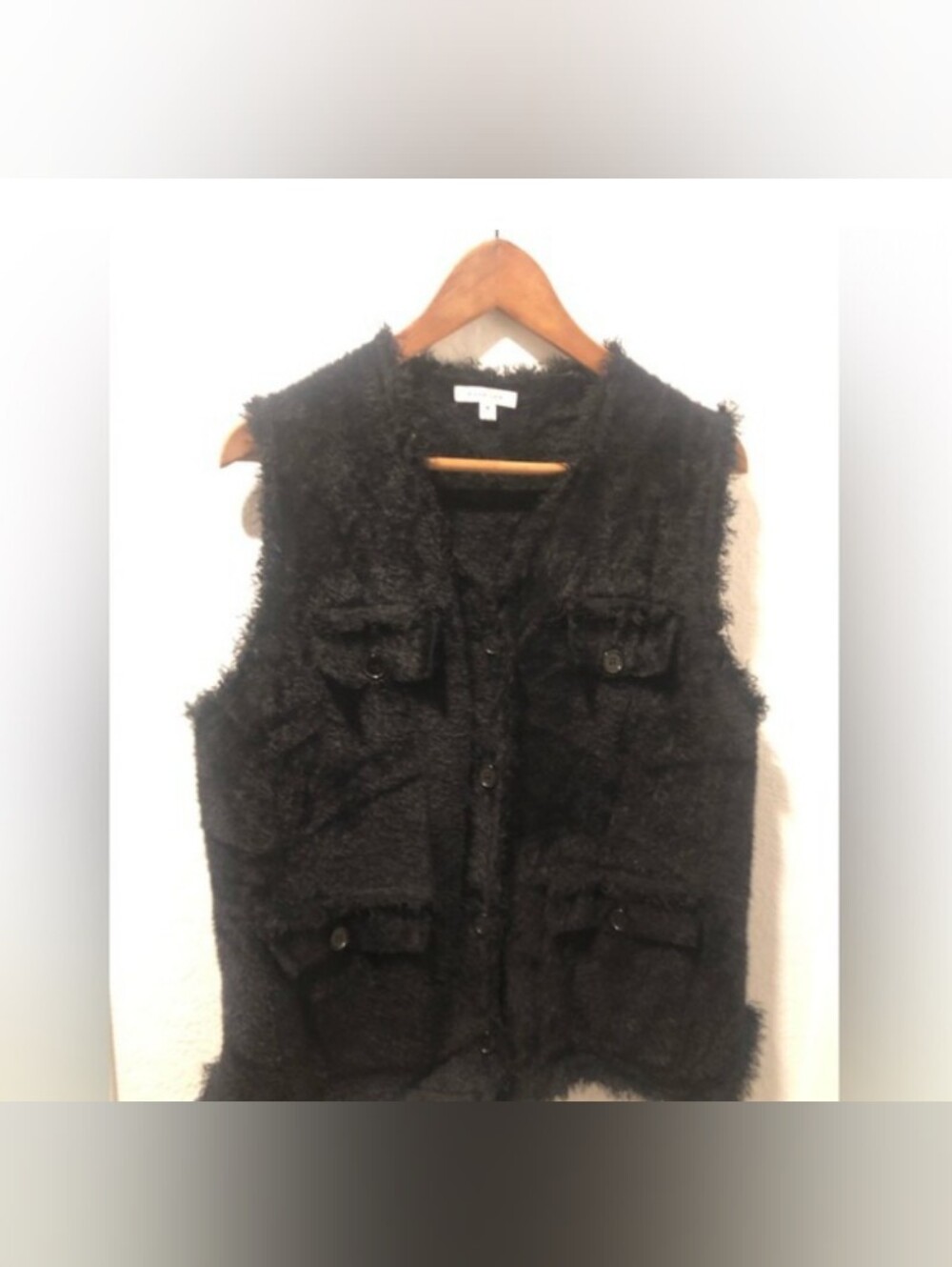 2 for $24 - MAX STUDIO MACYS Black Furry Button-Front Vest